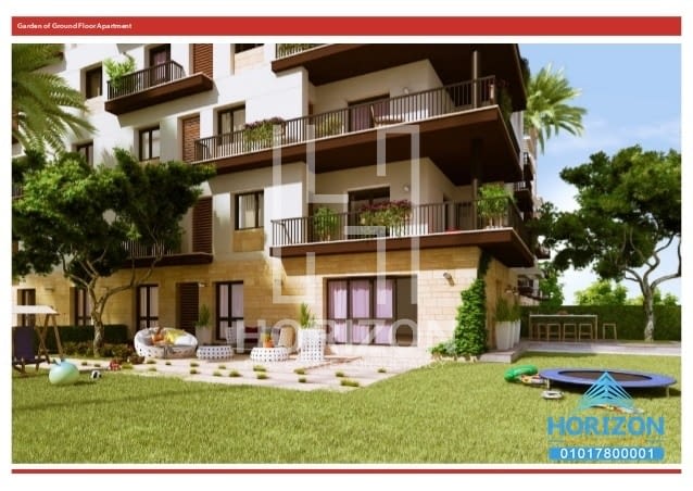 Ground floor corner with garden in Eastown New Cairo
