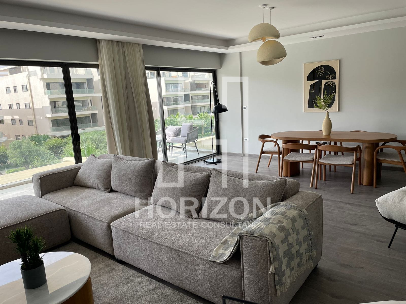 Furnished apartment modern 210m first use rent Lake View New Cairo Horizon Estate